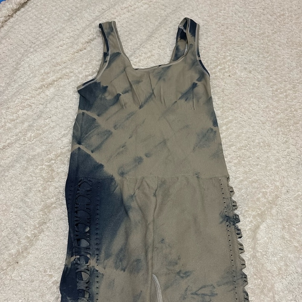 SHEIN Sport Studio Tie Dye Ripped Sports Jumpsuit